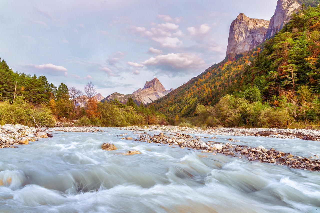 alpes, torrent, paysage, montagne, rivière, france